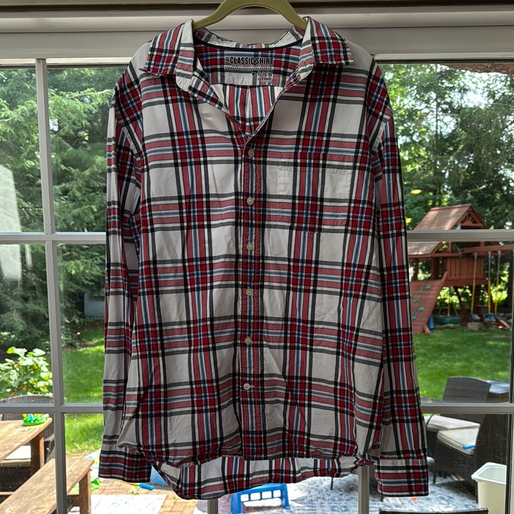 Red, Blue, Black Plaid Men's Shirt